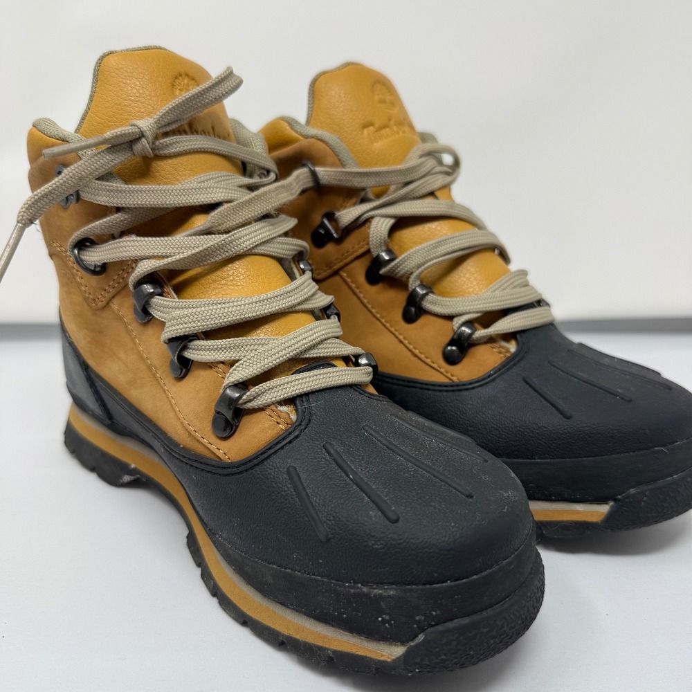 Timberland Boys Euro Hiker Shell Toe Boots Wheat Black A1LVW Size 5Y